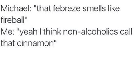 got my girlfriend a get better card - Michael "that febreze smells fireball" Me "yeah I think nonalcoholics call that cinnamon"