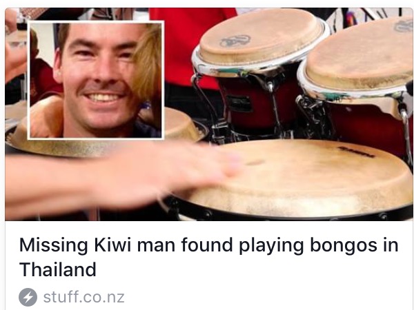 memes - snare drum - Missing Kiwi man found playing bongos in Thailand stuff.co.nz