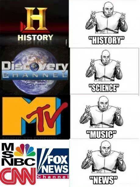 memes - History "History Discovery "Science" Musid Mu Nbc Fox Tvnews Channel "News"