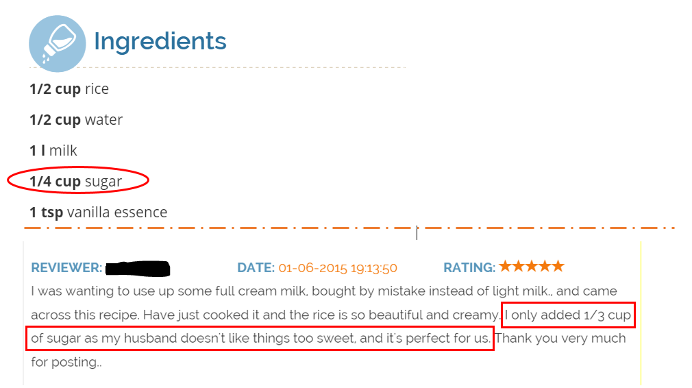pasta r facepalm - Ingredients 12 cup rice 12 cup water 1 1 milk 14 cup sugar 1 tsp vanilla essence .... ... Reviewer Date 01062015 50 Rating I was wanting to use up some full cream milk, bought by mistake instead of light milk., and came across this reci