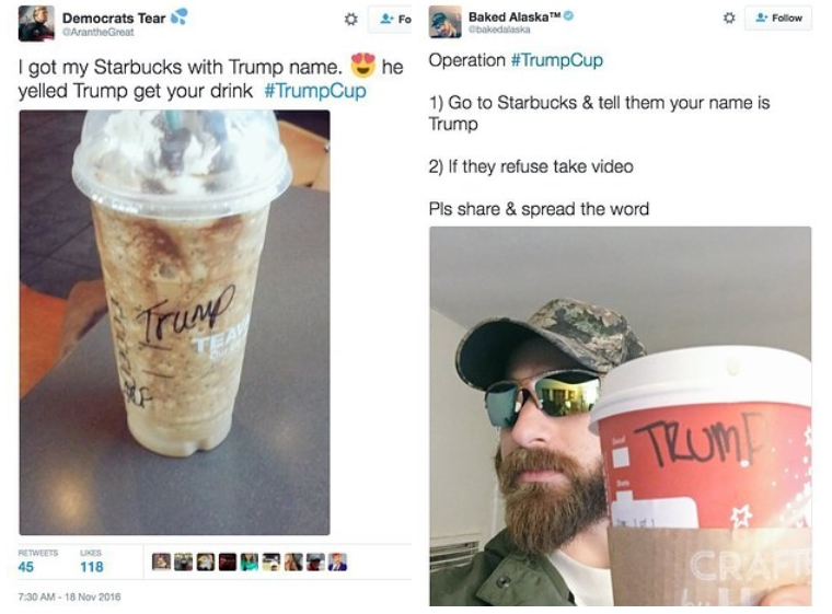 It started with some people who came up with an idea to tell the Starbucks employee that your name is Trump.