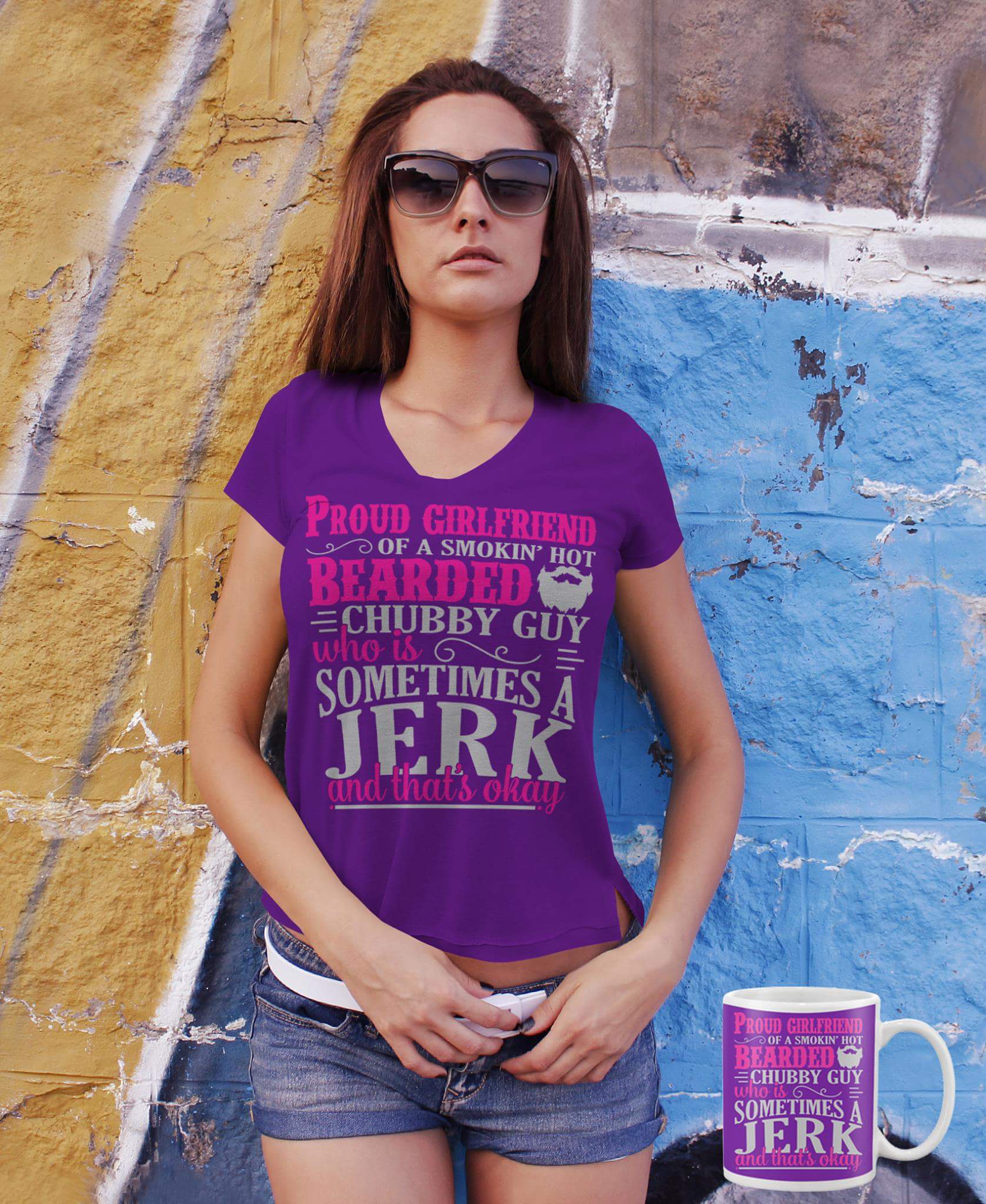 girl t shirt mockup psd - Of A Smokin' Hot Proud Girlfriend Rrrde Echubby Guy who woes Sometimes Jerk and that's okou Of A Smokin' Hot Proud Girlfriend Bharded Chubby Guy who is er Sometimes A Jerk and thats okay