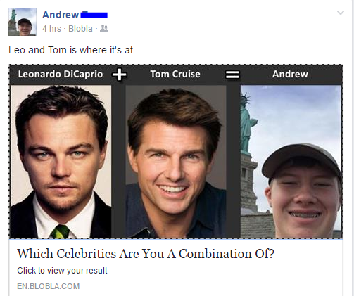 photo caption - Andrew 4 hrs Blobla Leo and Tom is where it's at Leonardo DiCaprio Tom Cruise E Andrew Which Celebrities Are You A Combination Of? Click to view your result En.Blobla.Com