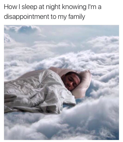 sleep at night meme - How I sleep at night knowing I'm a disappointment to my family