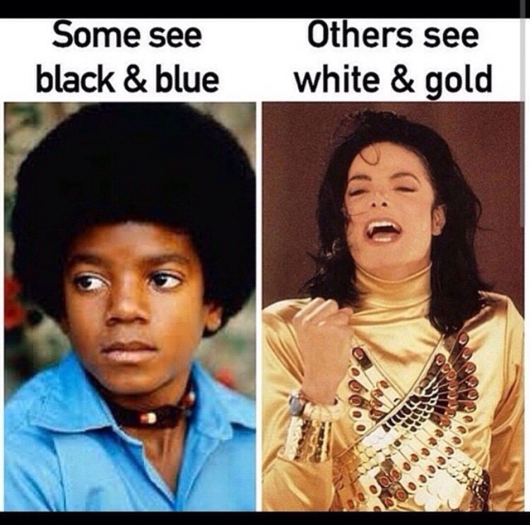 michael jackson child vs adult - Some see black & blue Others see white & gold 00