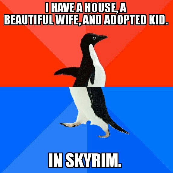 thank you for fixing my computer - I Have A House, A Beautiful Wife, And Adopted Kid. In Skyrim.