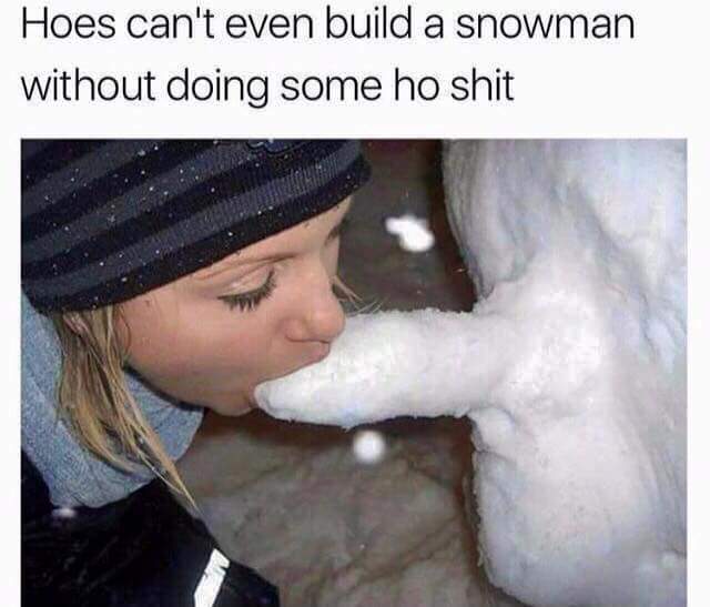 Hoes can't even build a snowman without doing some ho shit