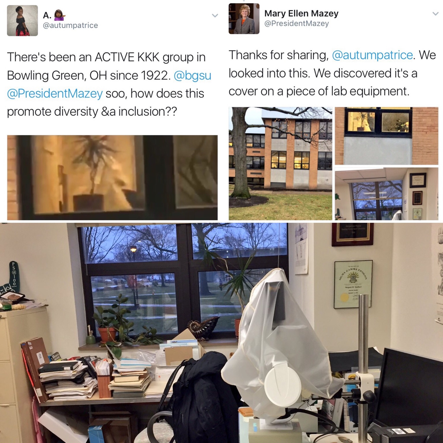 kkk lab equipment covering - Mary Ellen Mazey President Mazey fautumpatrice There's been an Active Kkk group in Bowling Green, Oh since 1922. Mazey soo, how does this promote diversity &a inclusion?? Thanks for sharing, . We looked into this. We discovere