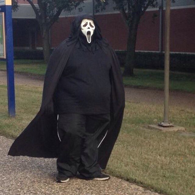 Funny picture of Scream character after eating way way too much