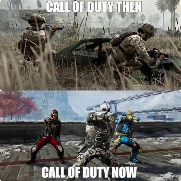 Funny meme about Call of Duty then and now