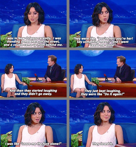 aubrey plaza memes - I was in New Orleans recently, I was standing somewhere on the street, and a couple came up from behind me. They were , youre herl you're her! Say something mean!"and I went Leave me alone And then they started laughing and they didn'