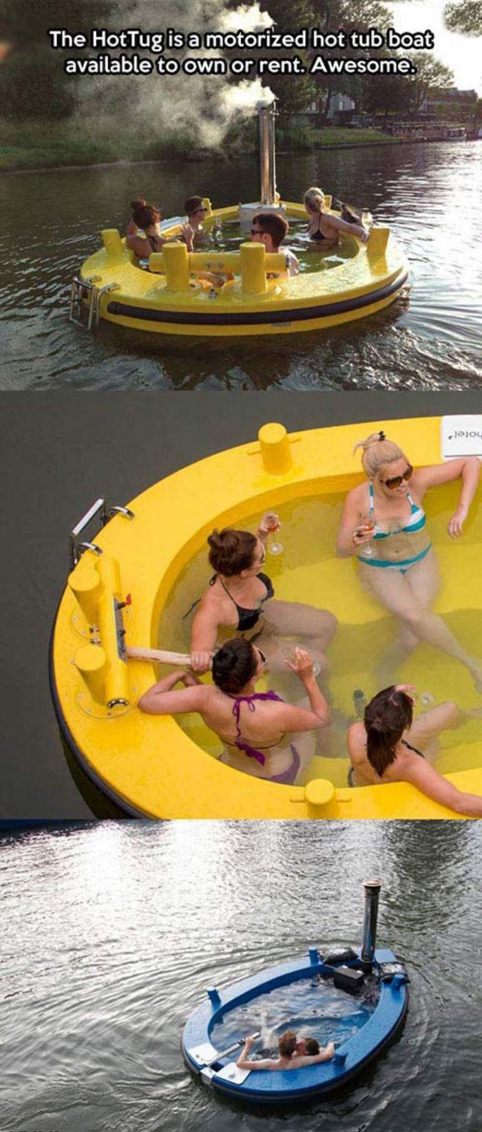 water transportation - The HotTug is a motorized hot tub boat available to own or rent. Awesome. 104