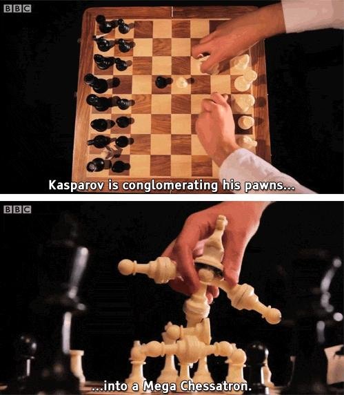 mega chessatron - Bbc Kasparov is conglomerating his pawns... Bbc ...into a Mega Chessatron.