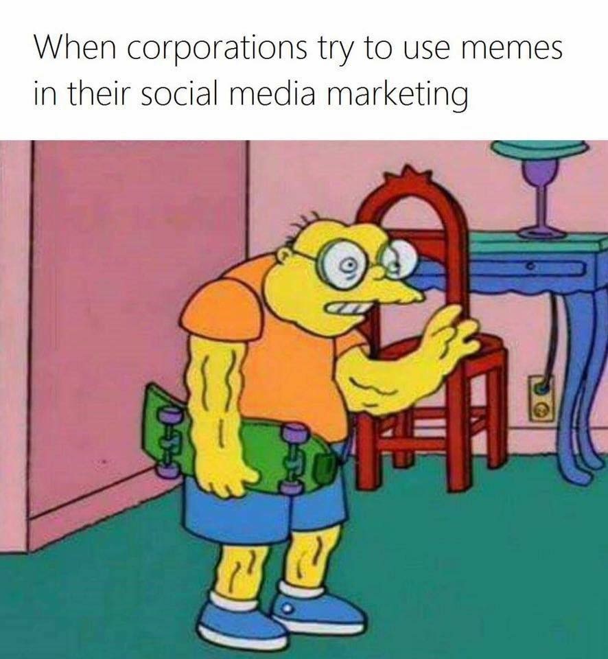 memes - hans moleman kid - When corporations try to use memes in their social media marketing