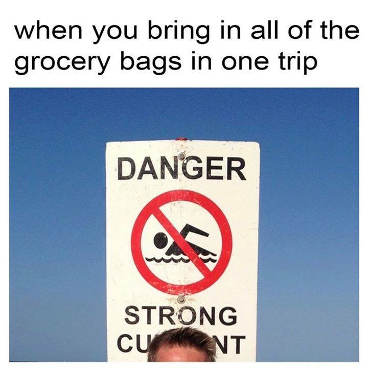 nothing to do here - when you bring in all of the grocery bags in one trip Danger Strong Cu Nt
