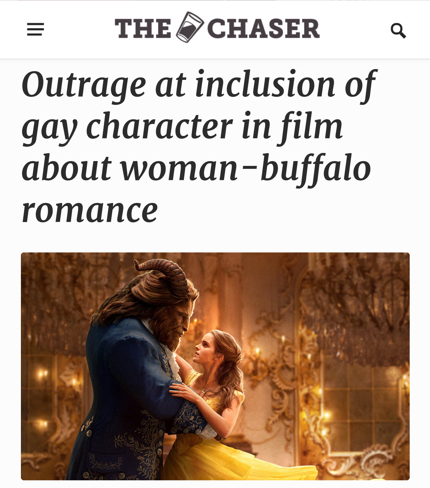 beauty and beast meme - The Chaser a Outrage at inclusion of gay character in film about womanbuffalo romance