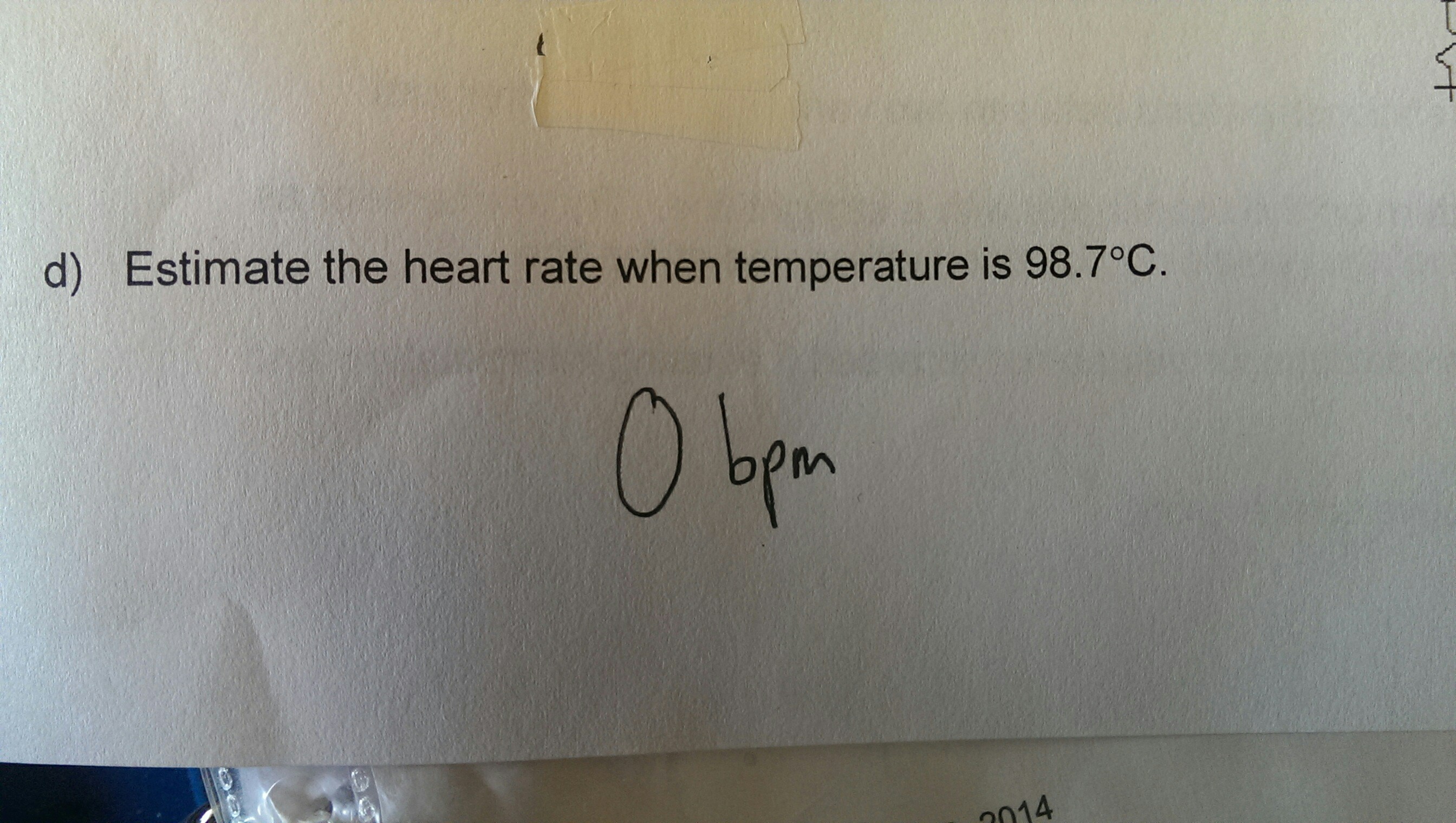 paper - d Estimate the heart rate when temperature is 98.7C. O bem 2014