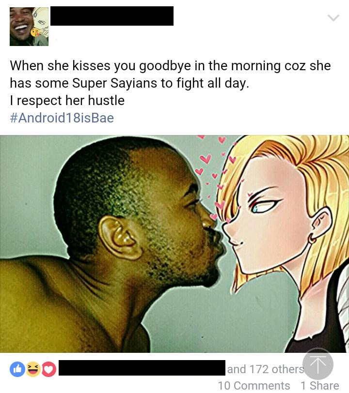 cartoon - When she kisses you goodbye in the morning coz she has some Super Sayians to fight all day. Trespect her hustle 0201 and 172 others 1 10 1