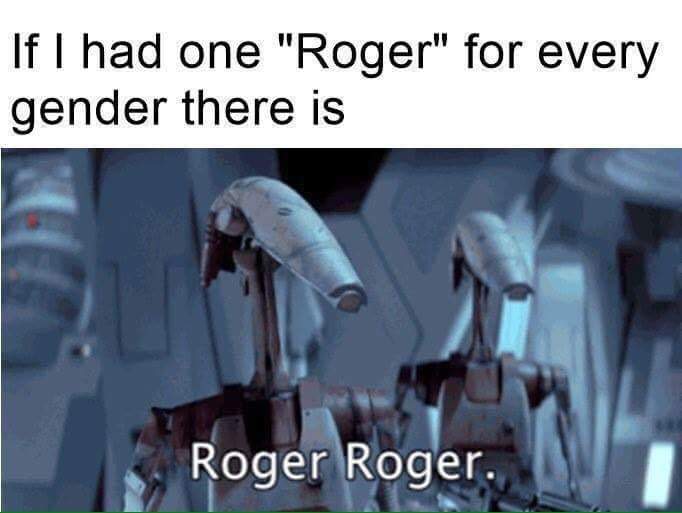 roger roger - If I had one "Roger" for every gender there is Roger Roger