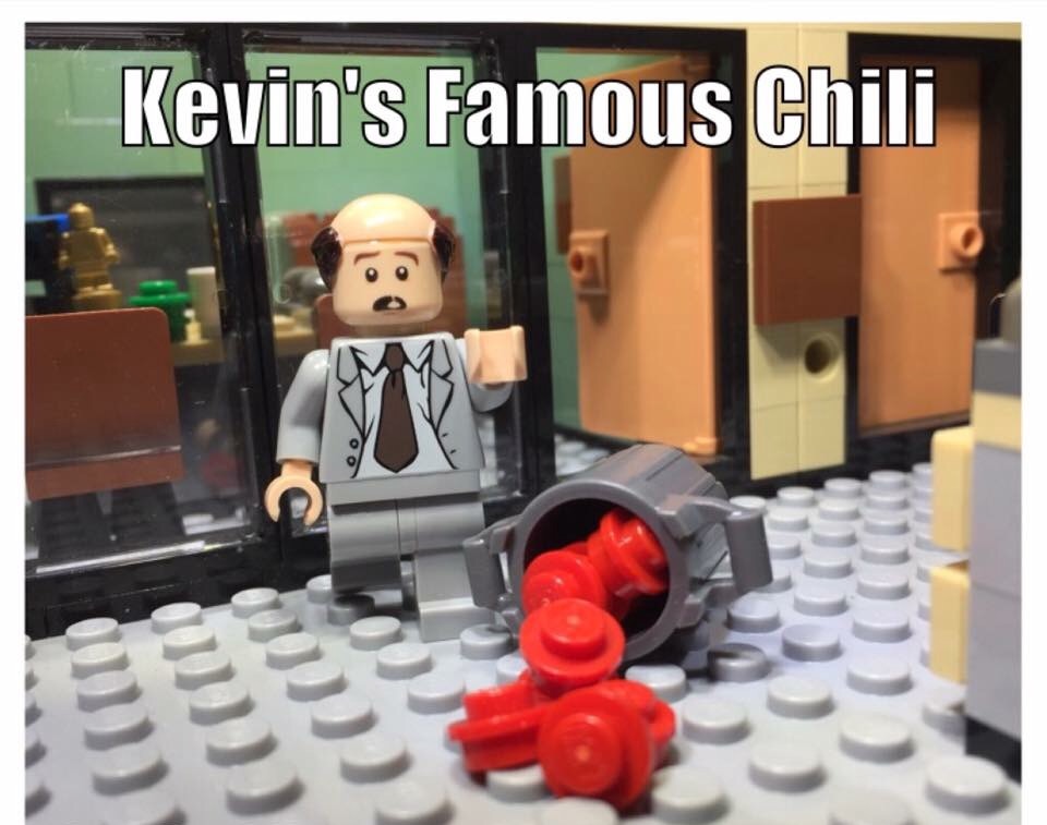 kevin dropping chili lego - Kevin's Famous Chili