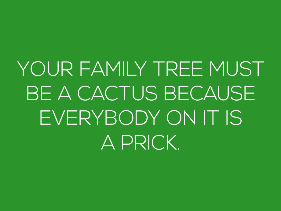 good insults - Your Family Tree Must Be A Cactus Because Everybody On It Is A Prick.