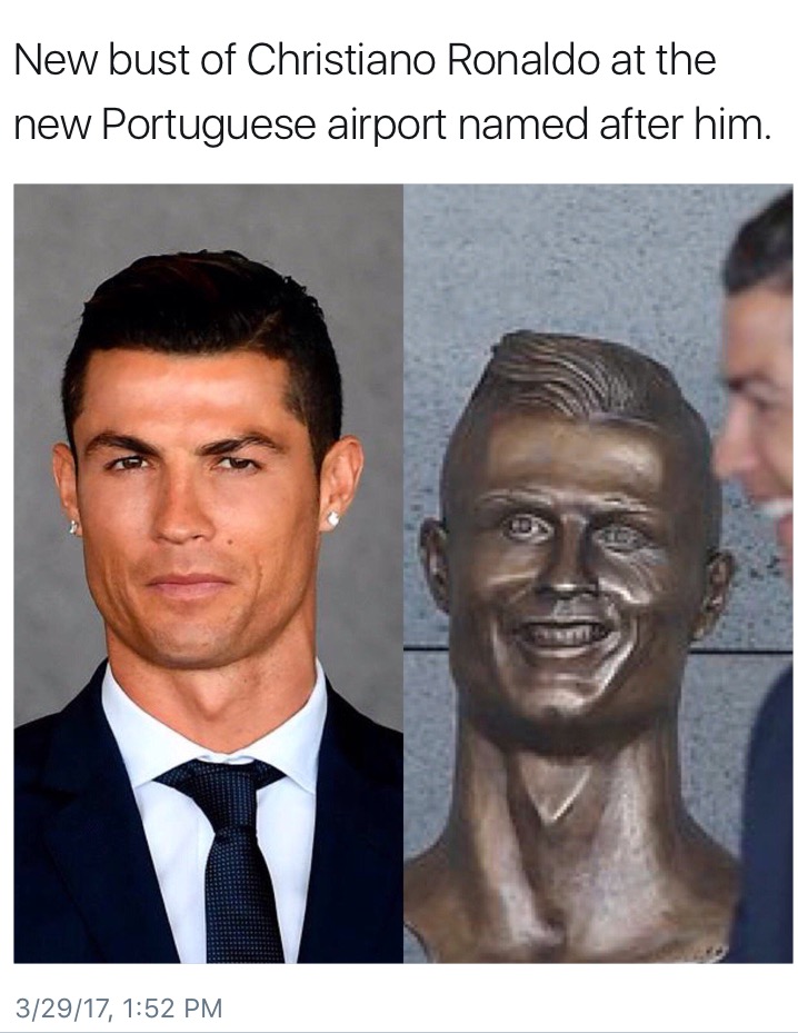 your custom character is in a cutscene - New bust of Christiano Ronaldo at the new Portuguese airport named after him. 32917,