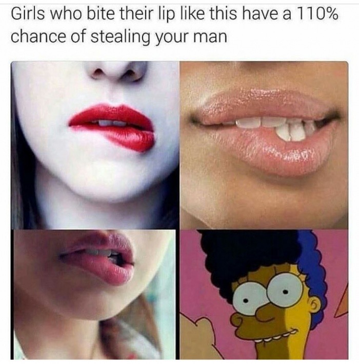 lip memes - Girls who bite their lip this have a 110% chance of stealing your man