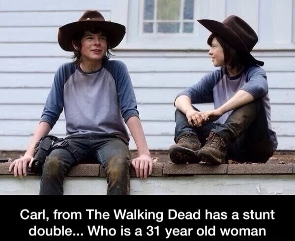 actor body doubles - Carl, from The Walking Dead has a stunt double... Who is a 31 year old woman