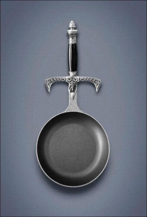 sword handle frying pan