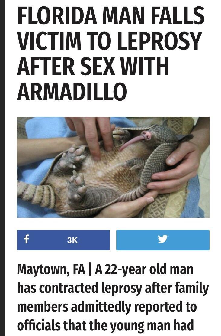 memes - humping pillow meme - Florida Man Falls Victim To Leprosy After Sex With Armadillo f 3K Maytown, Fa A 22year old man has contracted leprosy after family members admittedly reported to officials that the young man had