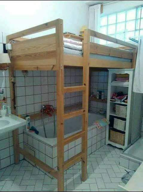 bunk bed in bathroom