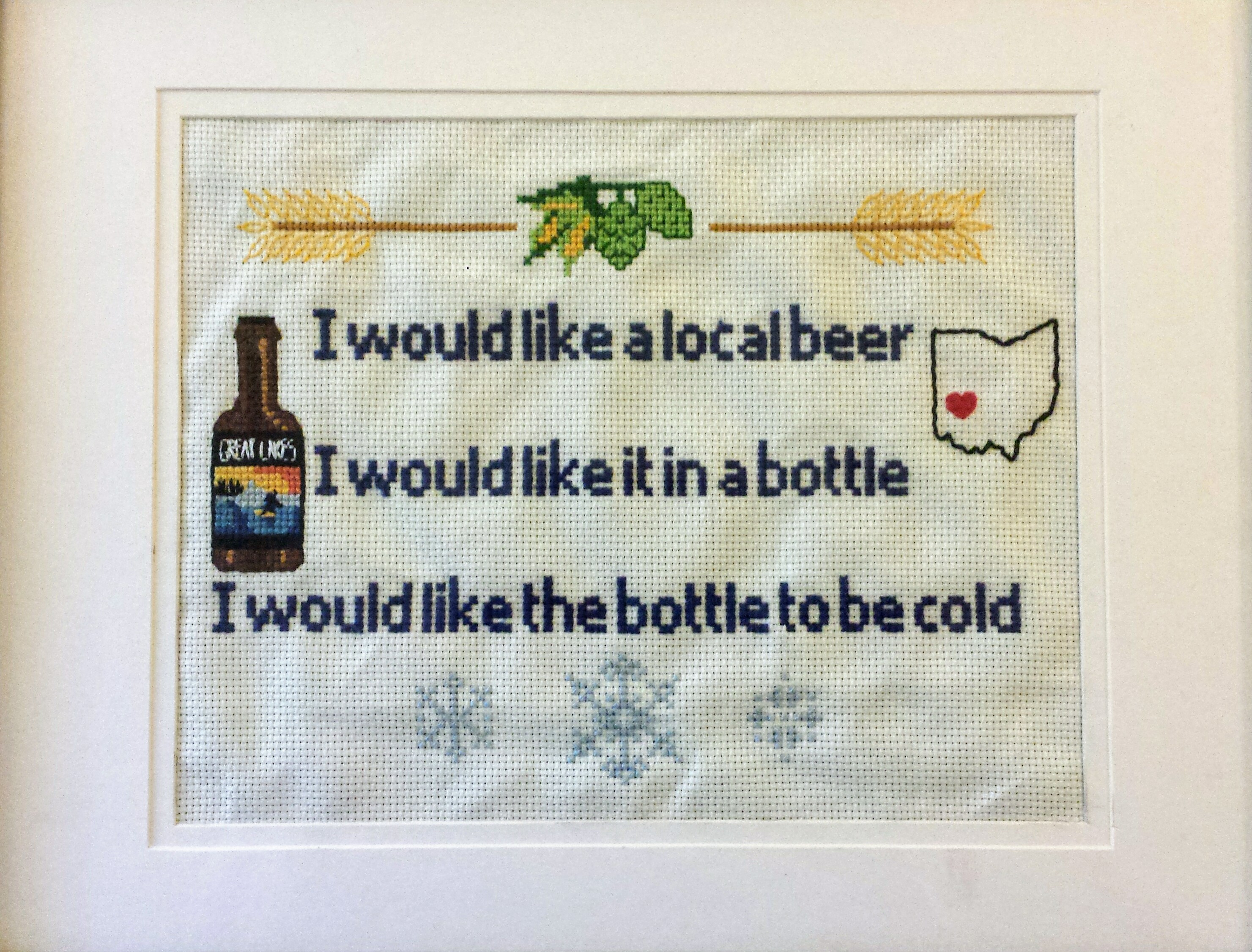 needlework - Iwould alocalbeer m Baum I would it in a bottle I would the bottle to be cold