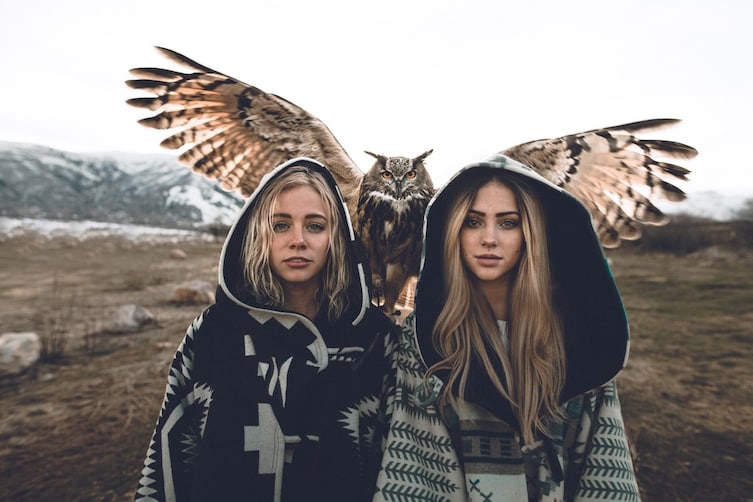 two girls 1 owl
