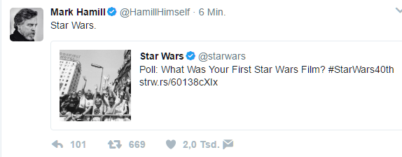 angle - Himself 6 Min. Mark Hamill Star Wars. Star Wars Poll What Was Your First Star Wars Film? strw.rs60138cXlx 101 47 669 2,0 Tsd.
