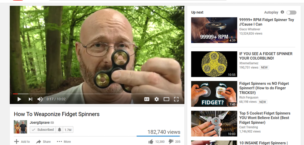 video screen grab from Youtube of how to weaponize a spinner.