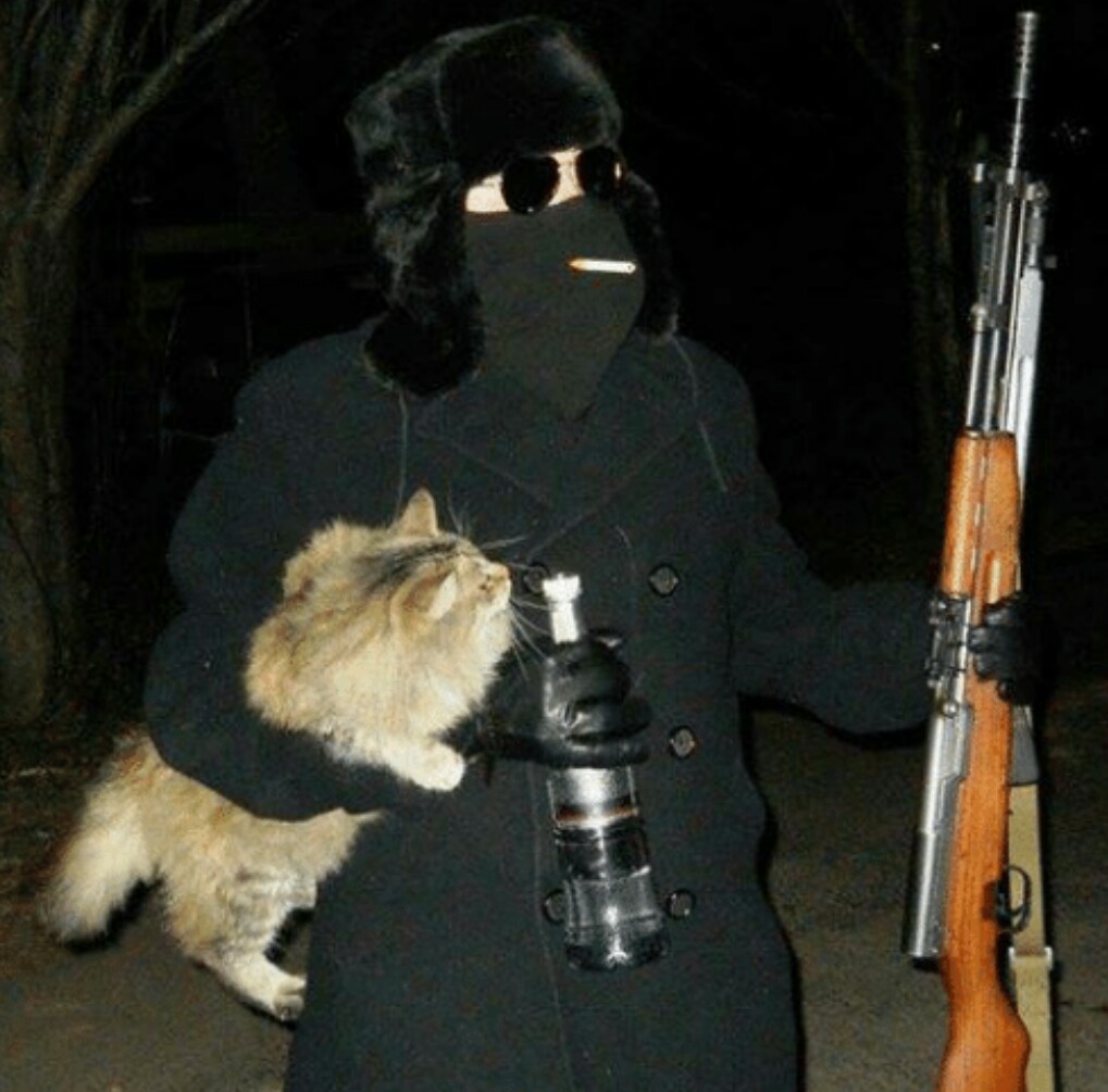 cool russian man with cat