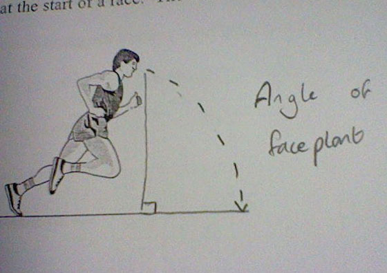 funniest test answers - at the stall Ul dulu. . Angle of face plant