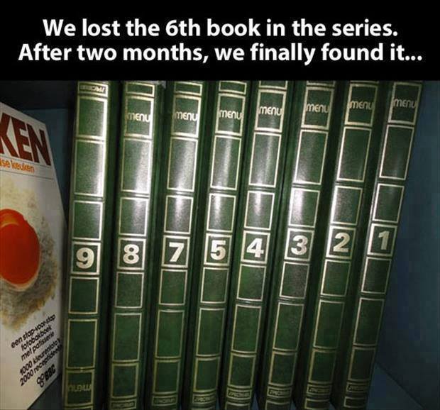 We lost the 6th book in the series. After two months, we finally found it... bom moru menu menu meny nenu menu menu pheny constant Forbach met pat Annette 2000 Ud