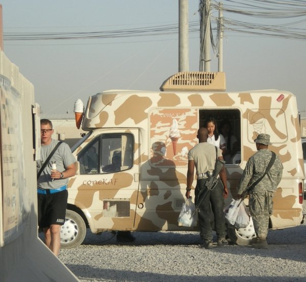 Camouflage army ice cream truck,