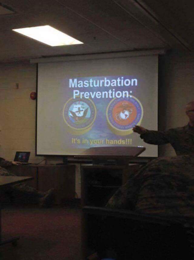 Marine's class on masturbation prevention.