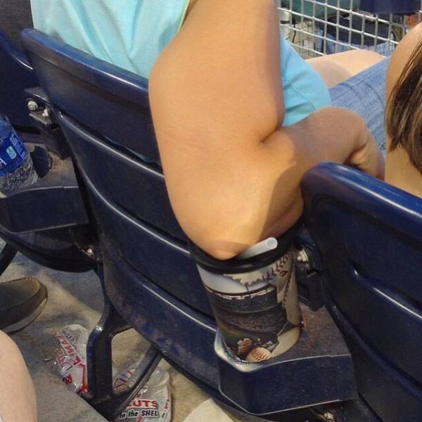 WTF moment at ball game when someone leans their elbow onto your drink.