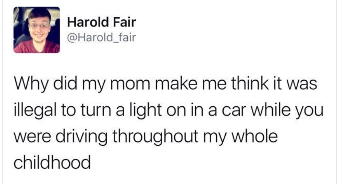 random nail lady meme - Harold Fair Why did my mom make me think it was illegal to turn a light on in a car while you were driving throughout my whole childhood