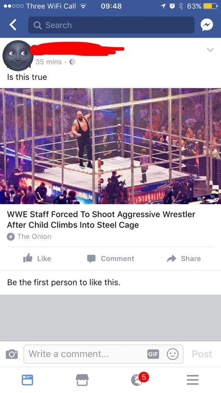 Meme about kid climbing into wrestling ring Harambe style and got shot, and people believed it to be true.