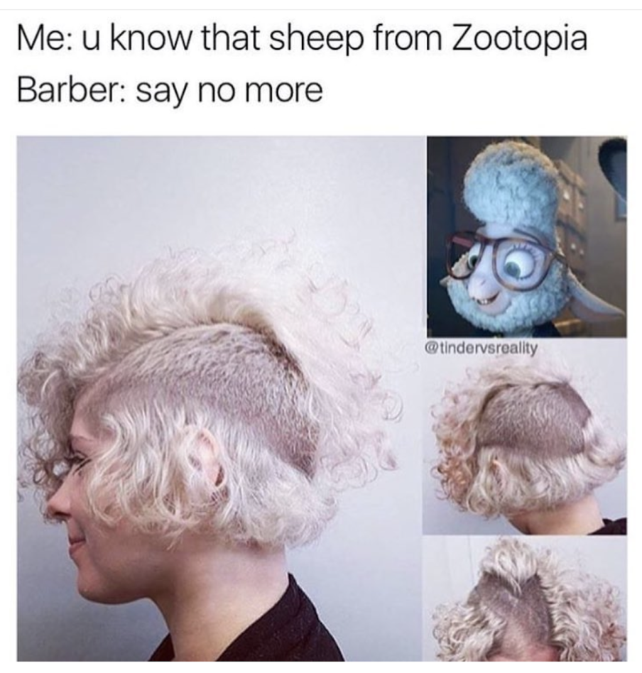 sheep in zootopia - Me u know that sheep from Zootopia Barber say no more tindervsreality