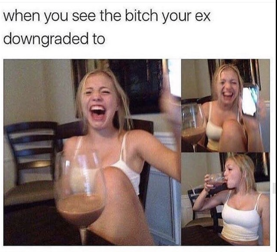 photo caption - when you see the bitch your ex downgraded to