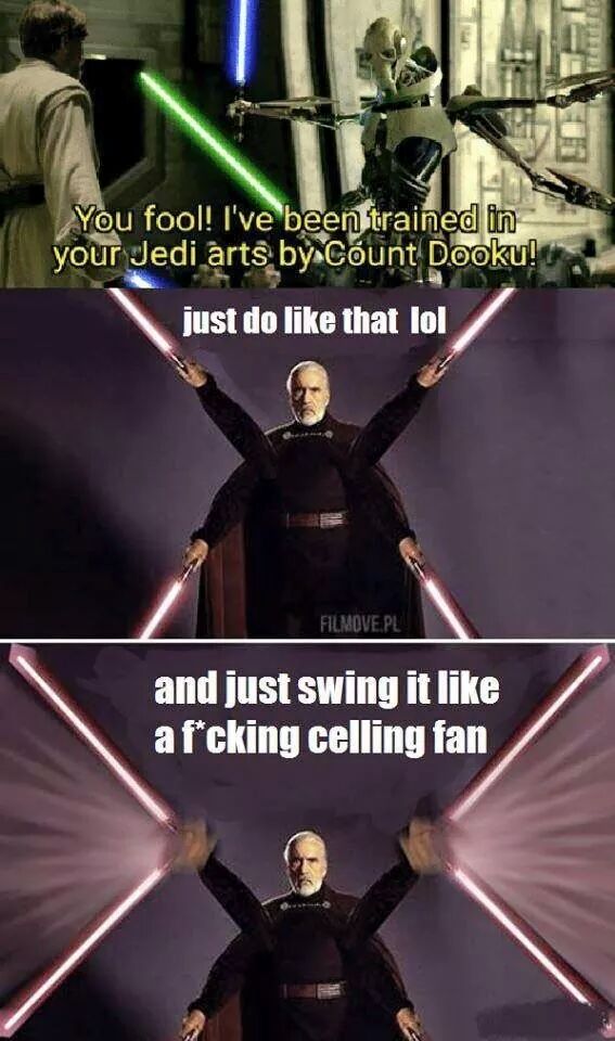 Star Wars meme about how to fight like Count Duki