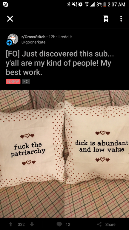 pattern - @ 8% Cross Stitch 12h 1.reddit ugoonerkate Fo Just discovered this sub... y'all are my kind of people! My best work. Fo dick is abundant and low value fuck the patriarchy Mo Wxxn