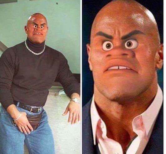the rock but with caricature of the face