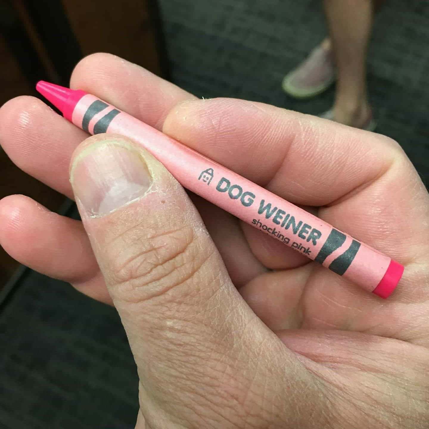Dog Weiner colored crayon and that is exactly what it is.