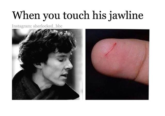 Meme about the sharpness of Benedict Cumberbatch's jawline.